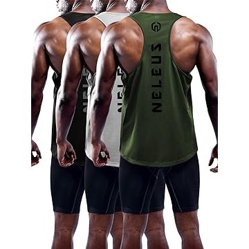 NELEUS Men's 3 Pack Dry Fit Y-Back Muscle Tank Top