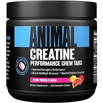 Animal Creatine Chews Tablets - Enhanced Creatine Monohydrate with AstraGin to Improve Absorption, Sea Salt for Added Pumps, Delicious and Convenient Chewable Tablets - Fruit Punch