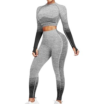 JOYMODE Workout Sets for Women 2 Piece High Waist Seamless Leggings and Crop Top Yoga Outfit