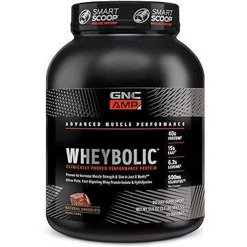 GNC AMP Wheybolic | Targeted Muscle Building and Workout Support Formula | Pure Whey Protein Powder Isolate with BCAA | Gluten Free | 25 Servings | Natural Chocolate