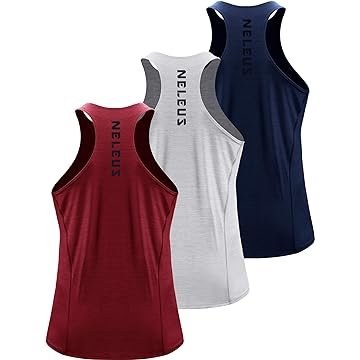 NELEUS Men's 3 Pack Running Tank Top Dry Fit Y-Back Athletic Workout Tank Tops